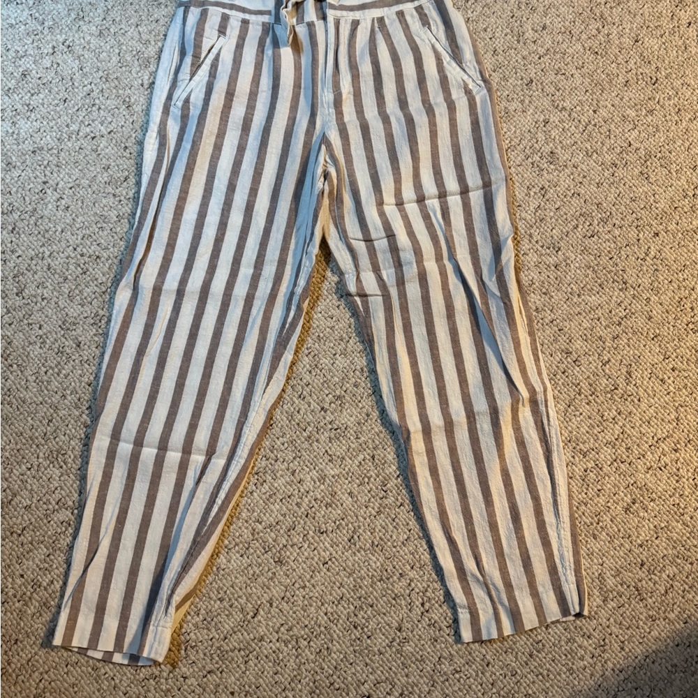 Anthropologie Striped Brown and White Pants